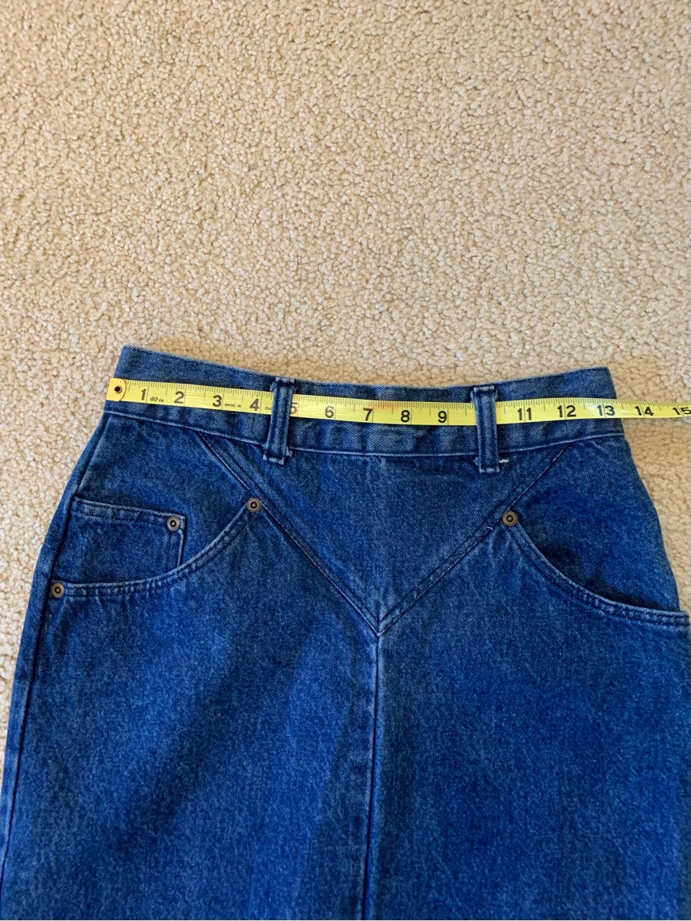 VTG Blue Denim Yoke Midi Skirt - Made in USA - Small - Picture 3 of 12